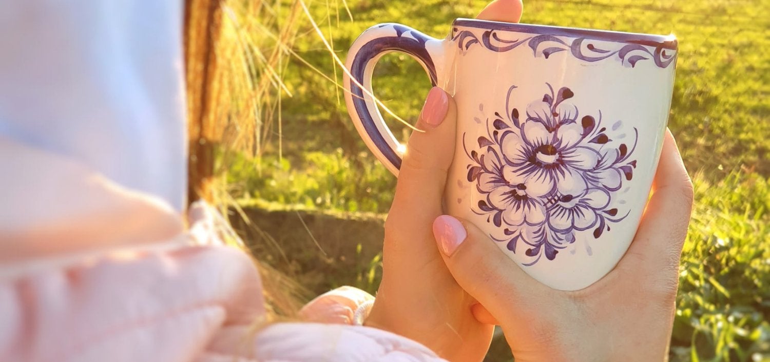 Find a selection of handmade and hand painted ceramic coffee mugs, teacups and espresso cups. Complement your coffee table decoration with teapots, coffee pots and sugar bowls expertly crafted with bright floral designs.
