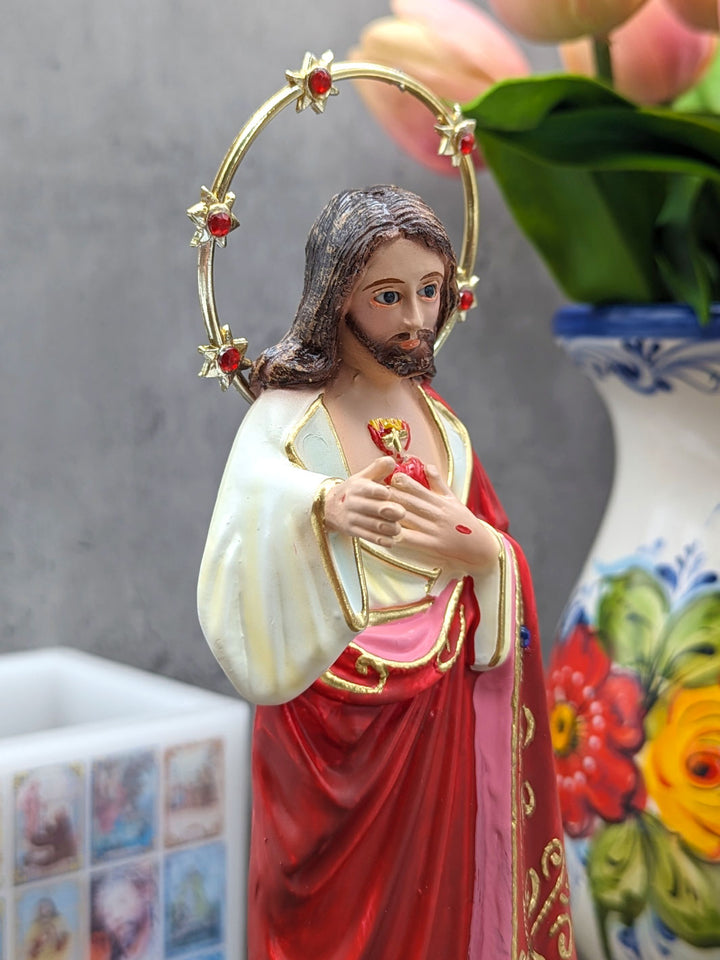 10.5 Inch Hand Painted Sacred Heart of Jesus Statue