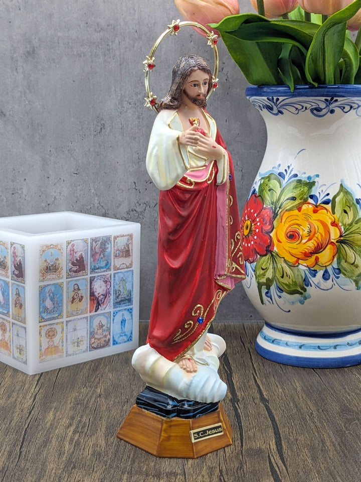 10.5 Inch Hand Painted Sacred Heart of Jesus Statue