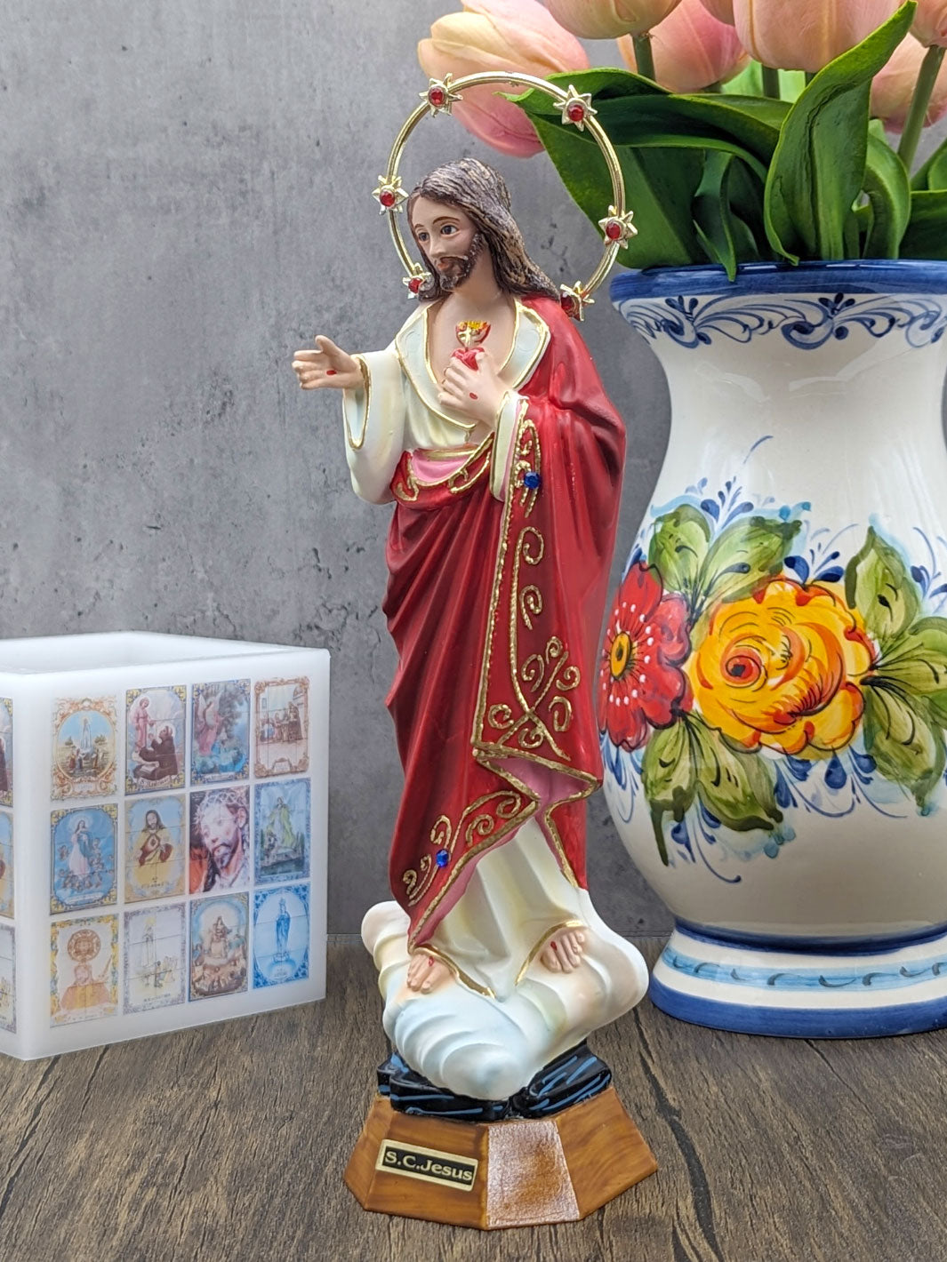 10.5 Inch Hand Painted Sacred Heart of Jesus Statue