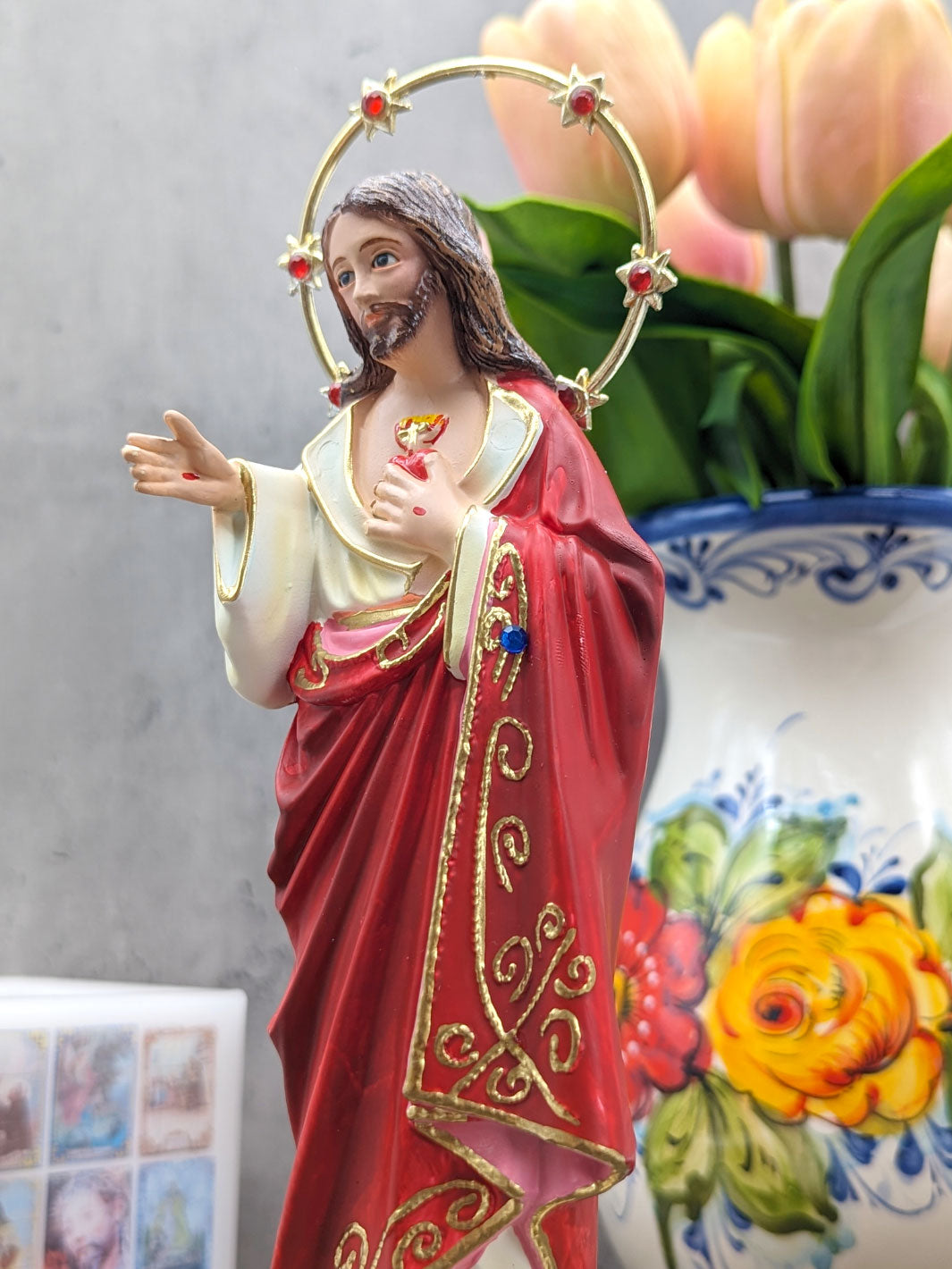 10.5 Inch Hand Painted Sacred Heart of Jesus Statue