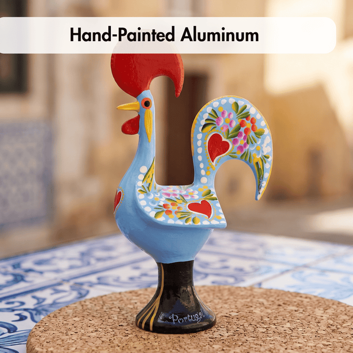 10 Inch Good Luck Portuguese Rooster Barcelos Metallic Figurine