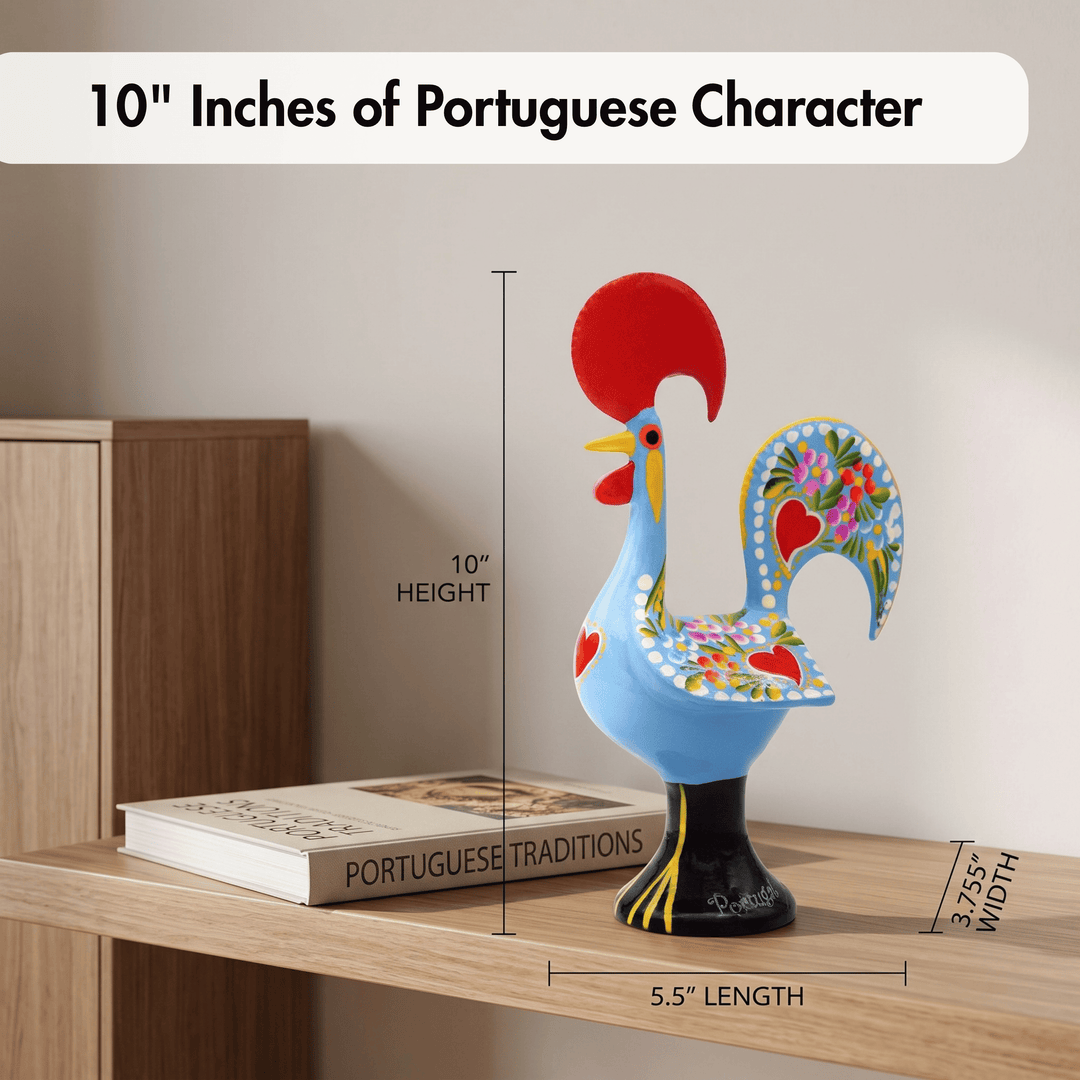 10 Inch Good Luck Portuguese Rooster Barcelos Metallic Figurine