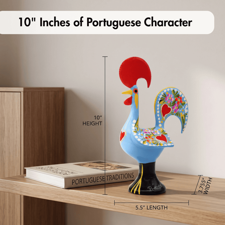 10 Inch Good Luck Portuguese Rooster Barcelos Metallic Figurine