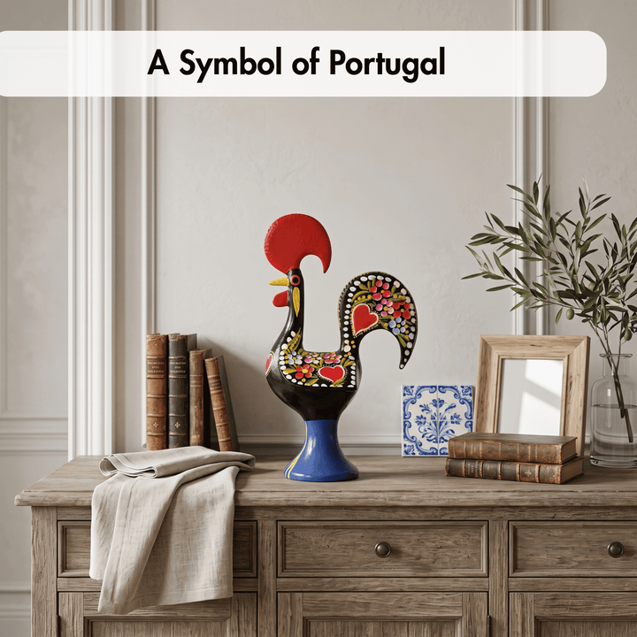 10 Inch Good Luck Portuguese Rooster Barcelos Metallic Figurine
