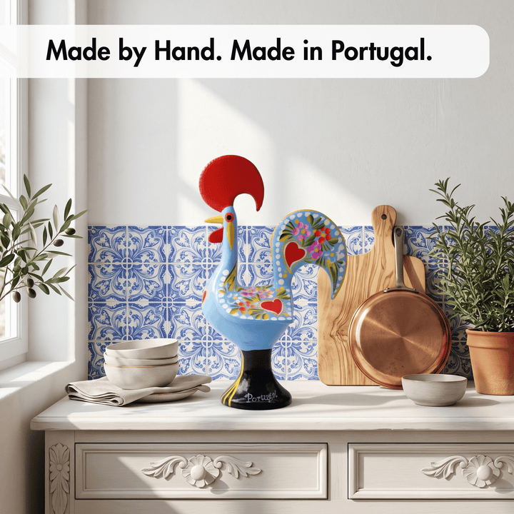 10 Inch Good Luck Portuguese Rooster Barcelos Metallic Figurine