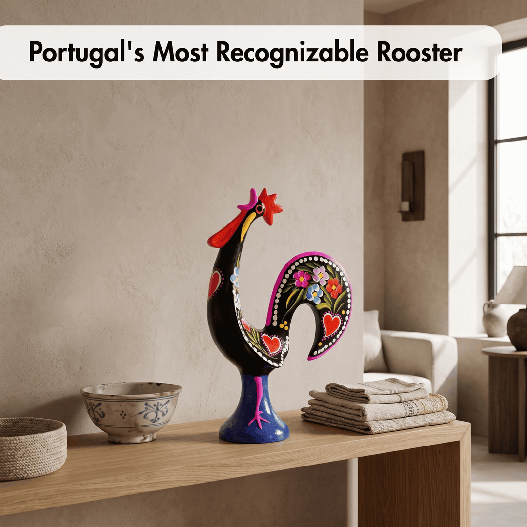 10 Inch Good Luck Portuguese Singer Rooster Barcelos Metallic Figurine