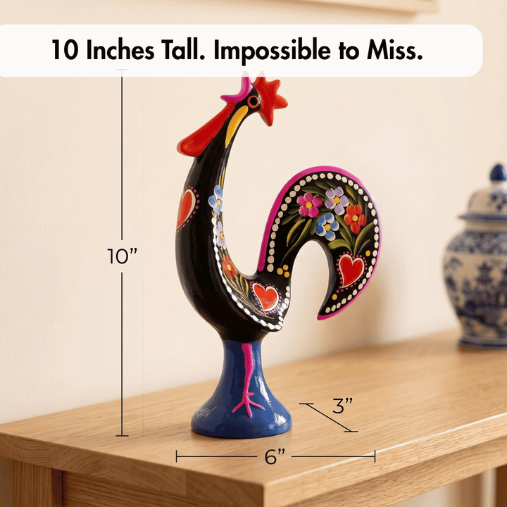 10 Inch Good Luck Portuguese Singer Rooster Barcelos Metallic Figurine