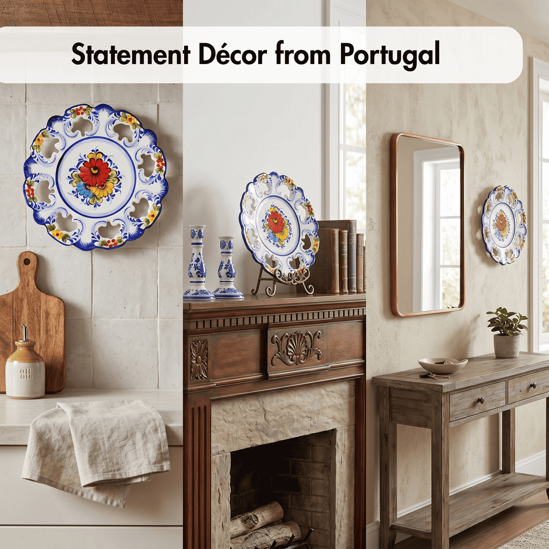 10 Inch Hand painted Portuguese Ceramic Wall Decor Hanging Plate