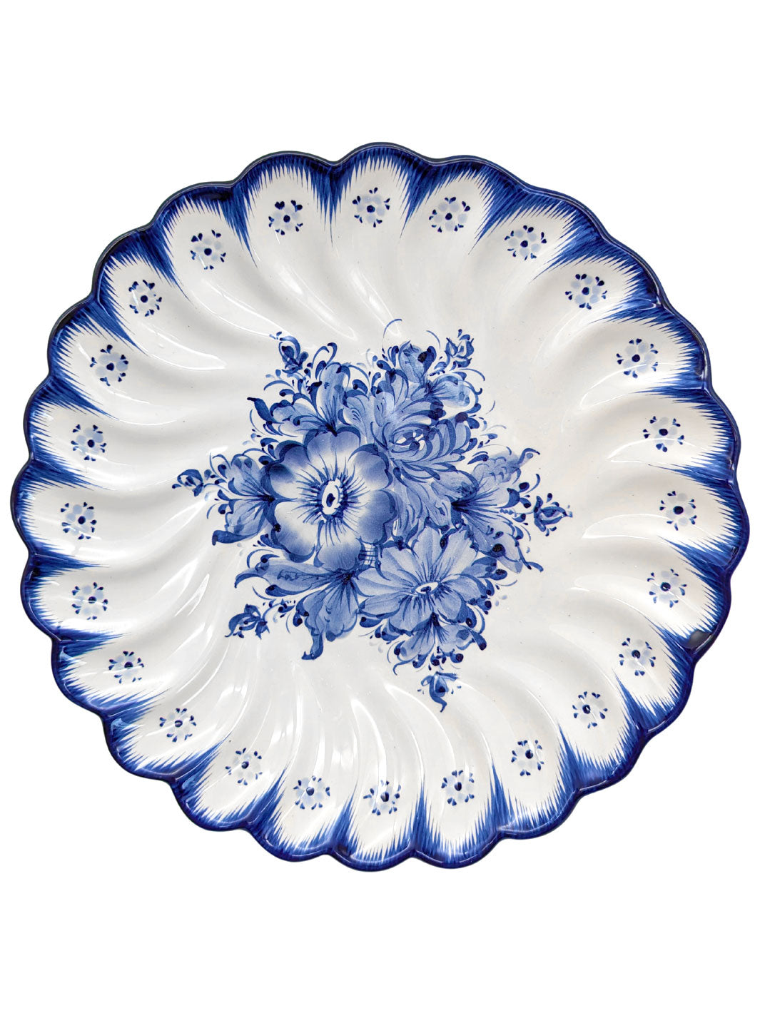 12-Inch Hand-Painted Portuguese Ceramic Wall Decor Blue & White Hanging Plate