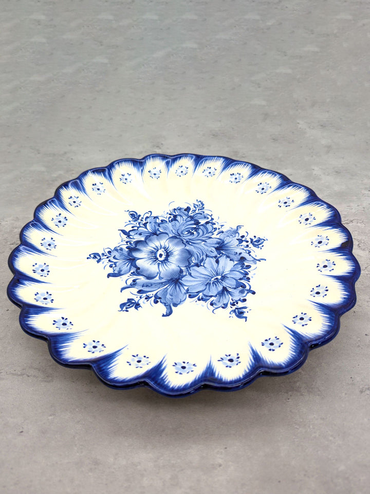 12-Inch Hand-Painted Portuguese Ceramic Wall Decor Blue & White Hanging Plate