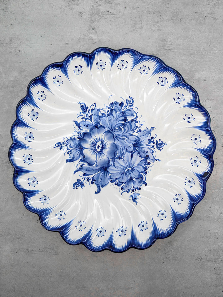 12-Inch Hand-Painted Portuguese Ceramic Wall Decor Blue & White Hanging Plate