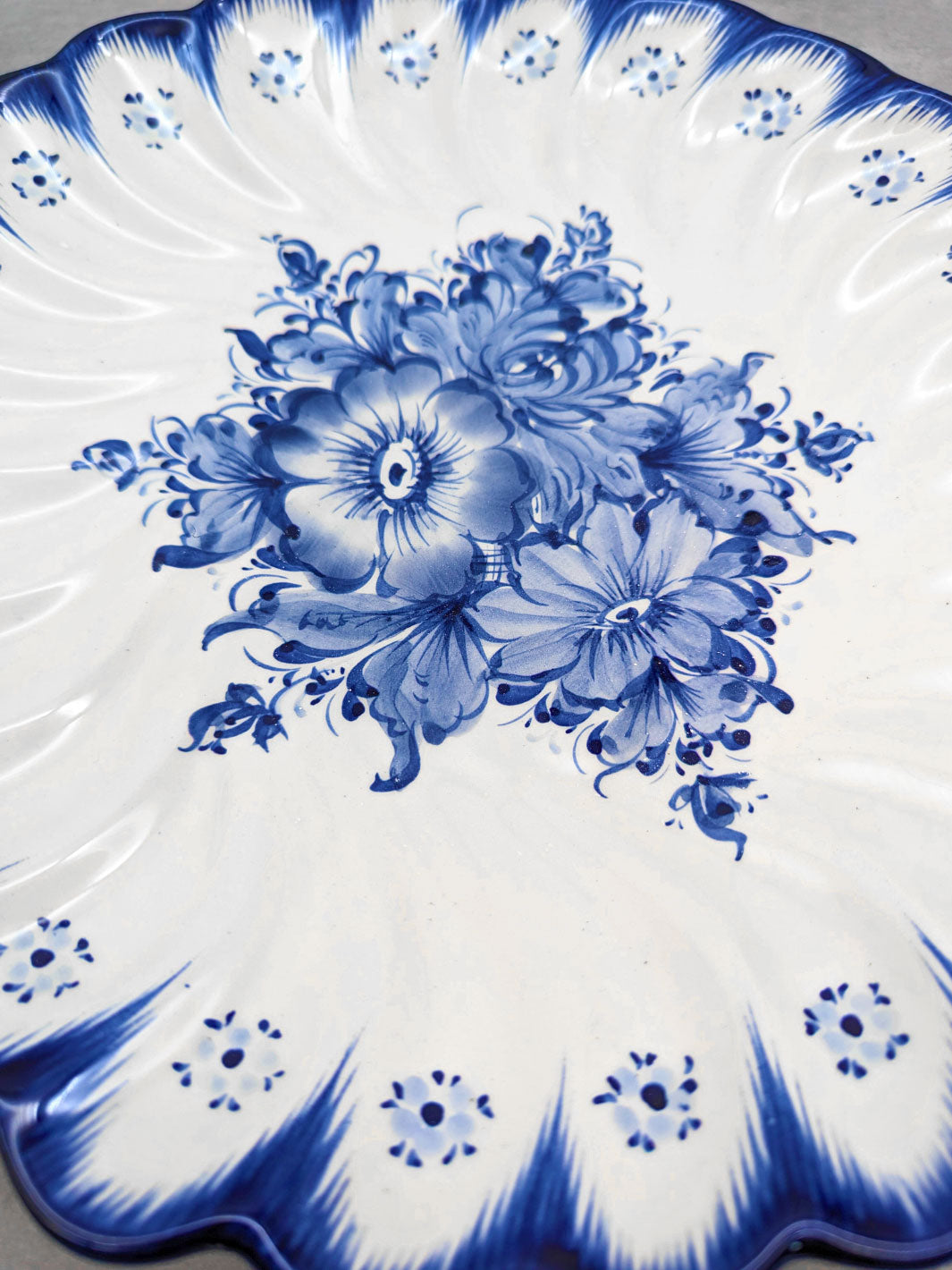 12-Inch Hand-Painted Portuguese Ceramic Wall Decor Blue & White Hanging Plate