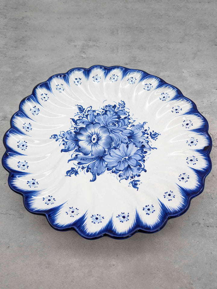 12-Inch Hand-Painted Portuguese Ceramic Wall Decor Blue & White Hanging Plate