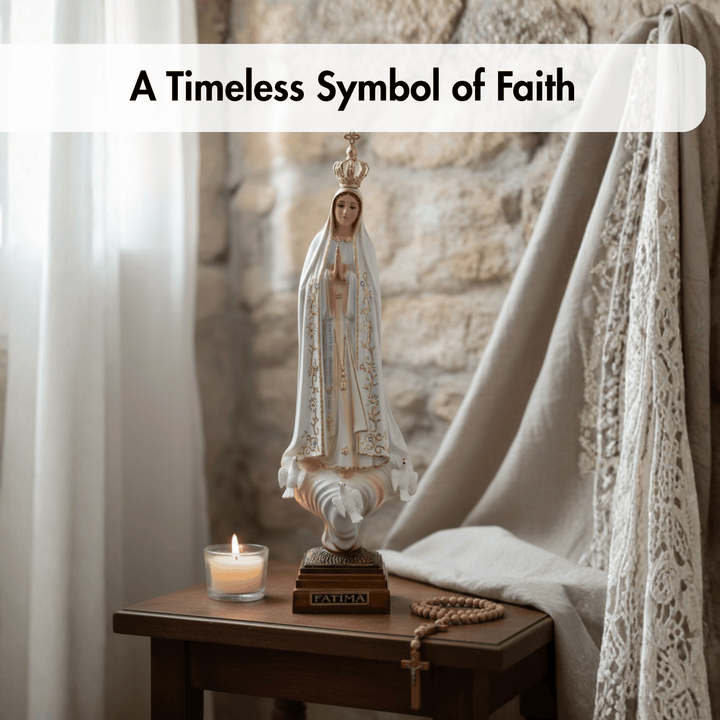 12 Inch Glass Eyes Our Lady of Fatima Statue Made in Portugal