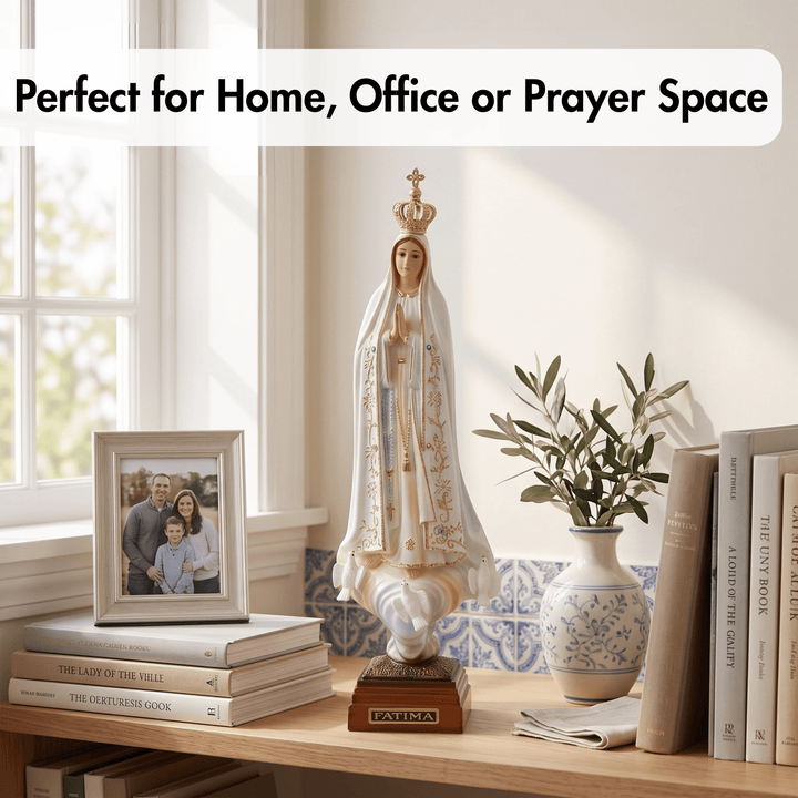 12 Inch Glass Eyes Our Lady of Fatima Statue Made in Portugal