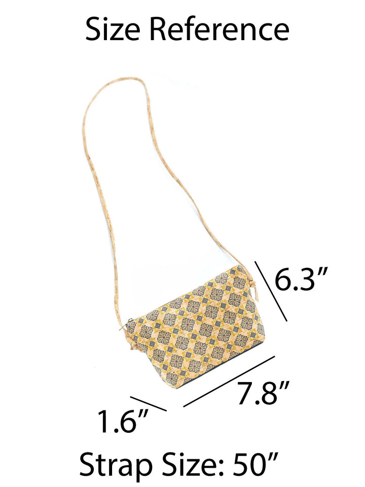 Tile Pattern Portuguese Cork Crossbody Purse for Women