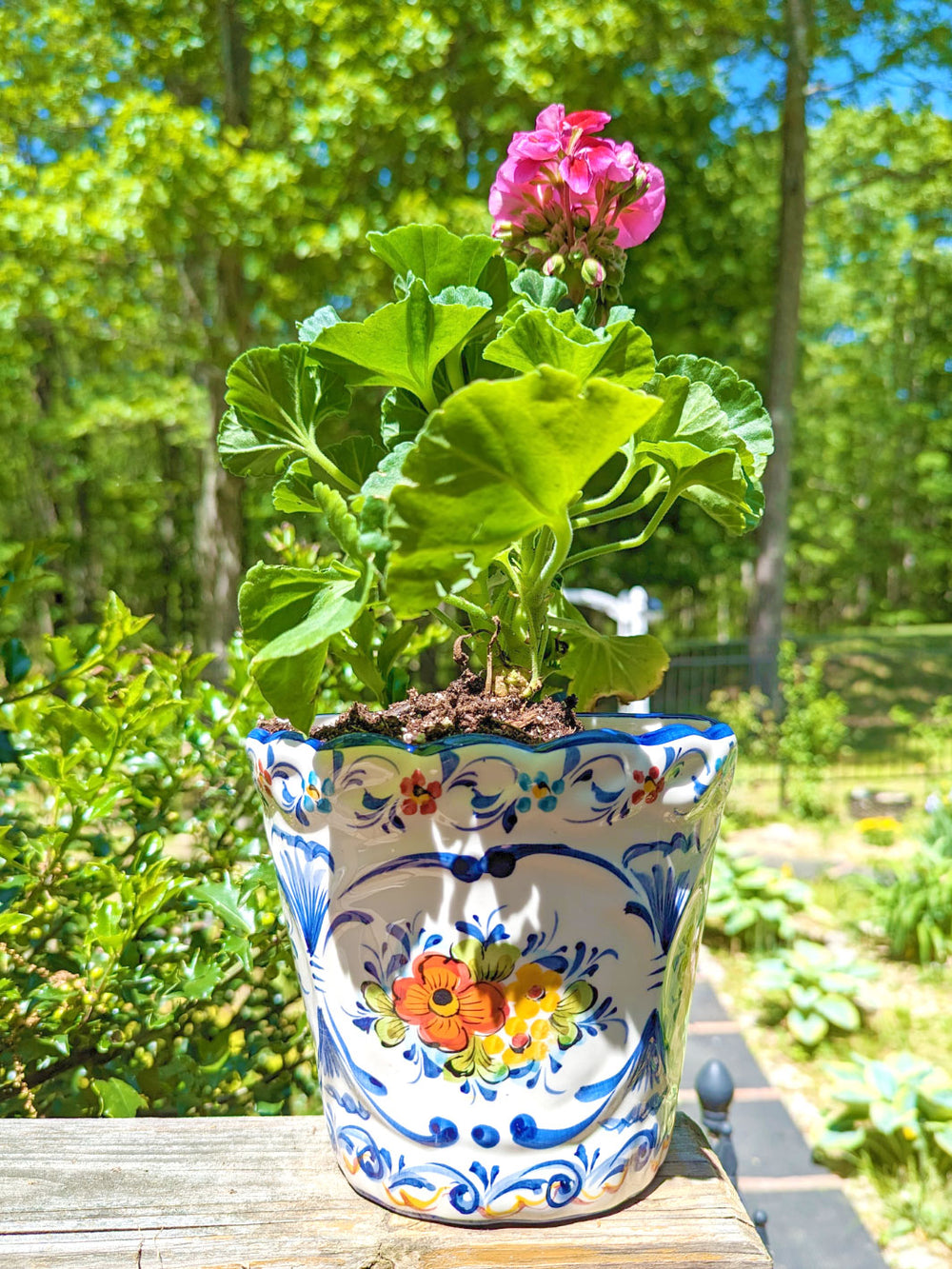 Hand Painted Portuguese Pottery Alcobaça Ceramic Wall Planter Flower Pot