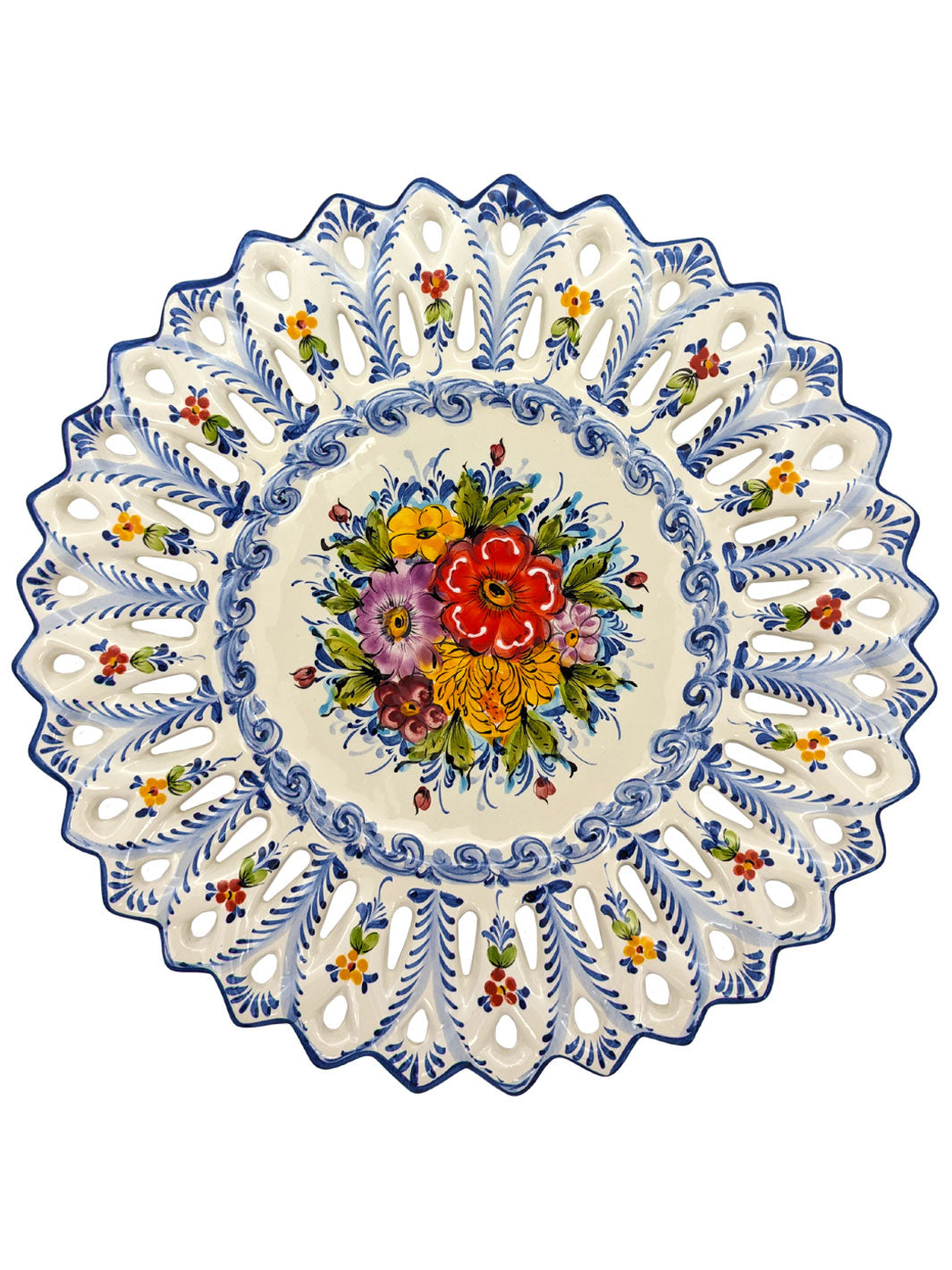 15.5 Inch Hand painted Alcobaça Ceramic Decorative Plate