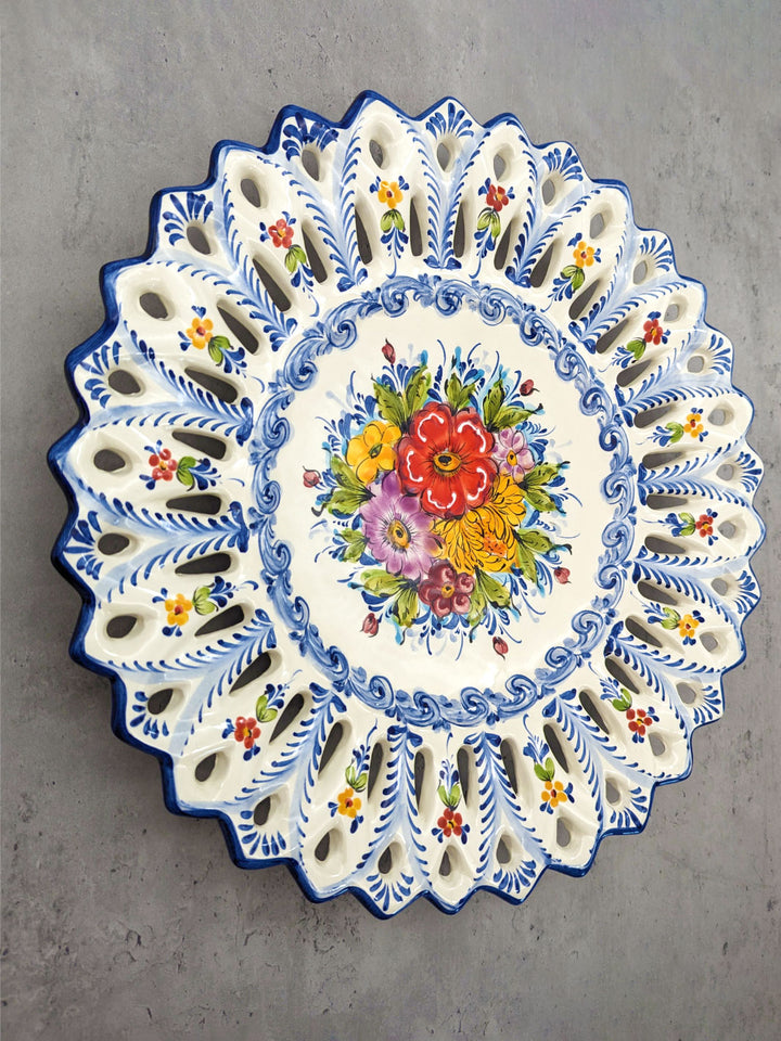 15.5 Inch Hand painted Alcobaça Ceramic Decorative Plate