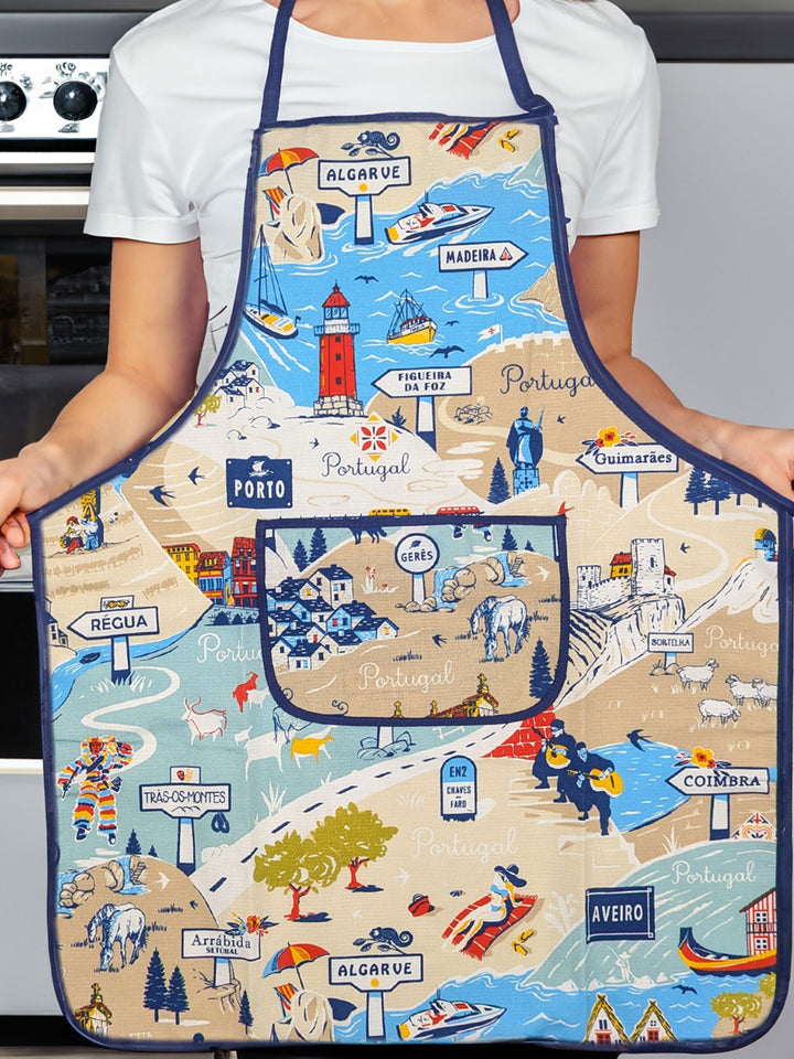 Kitchen Apron, Pot Holder, and Oven Mitt Set - Paths of Portugal Collection