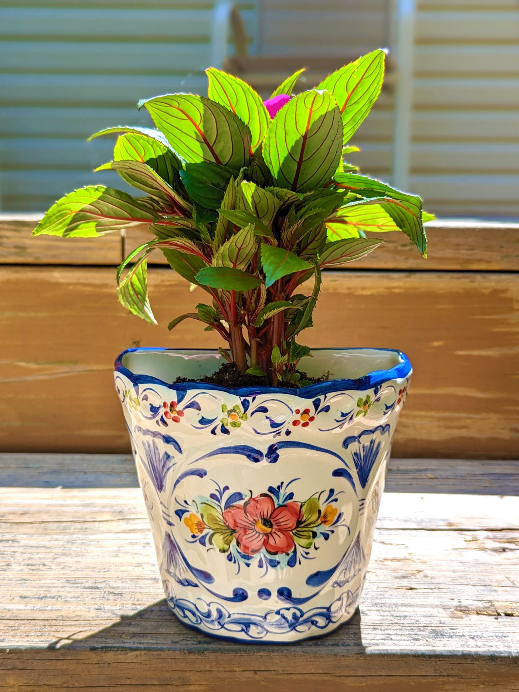 Hand Painted Portuguese Pottery Alcobaça Ceramic Wall Planter Flower Pot