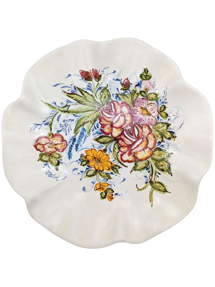 16.5 Inch Hand Painted Alcobaça Ceramic Decorative Plate - Florence