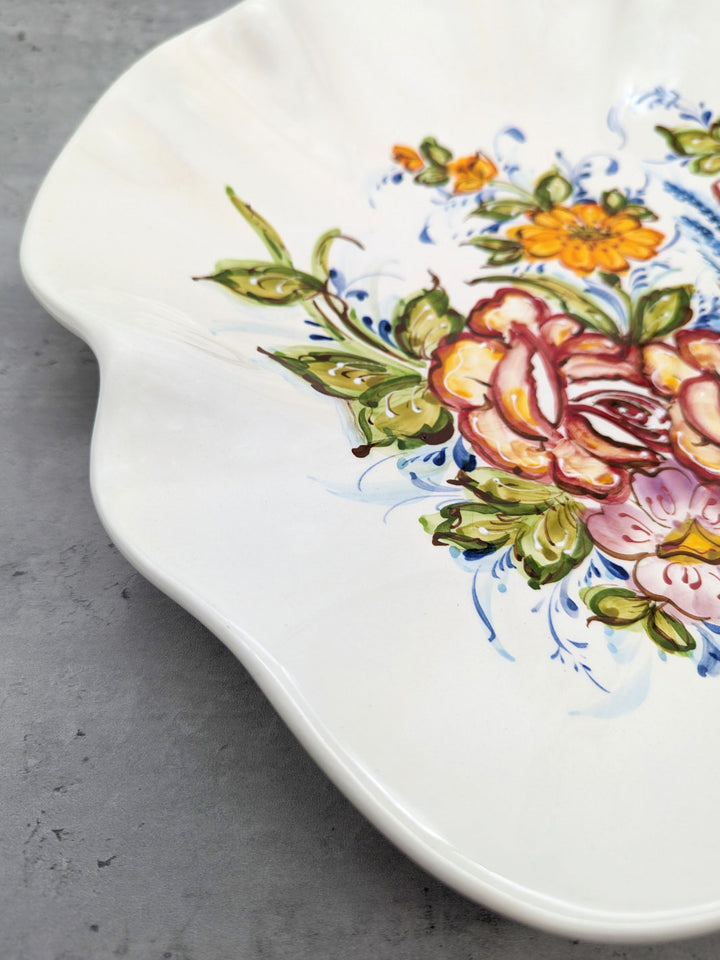 16.5 Inch Hand Painted Alcobaça Ceramic Decorative Plate - Florence