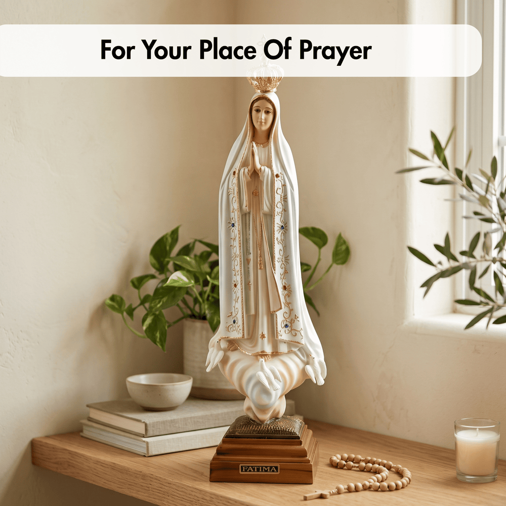 17 Inch Glass Eyes Our Lady of Fatima Statue Made in Portugal