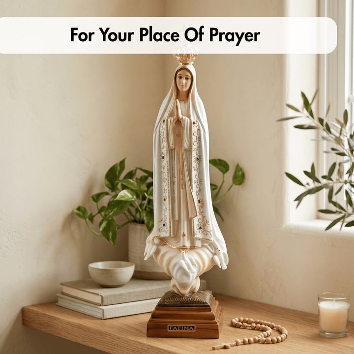 17 Inch Glass Eyes Our Lady of Fatima Statue Made in Portugal