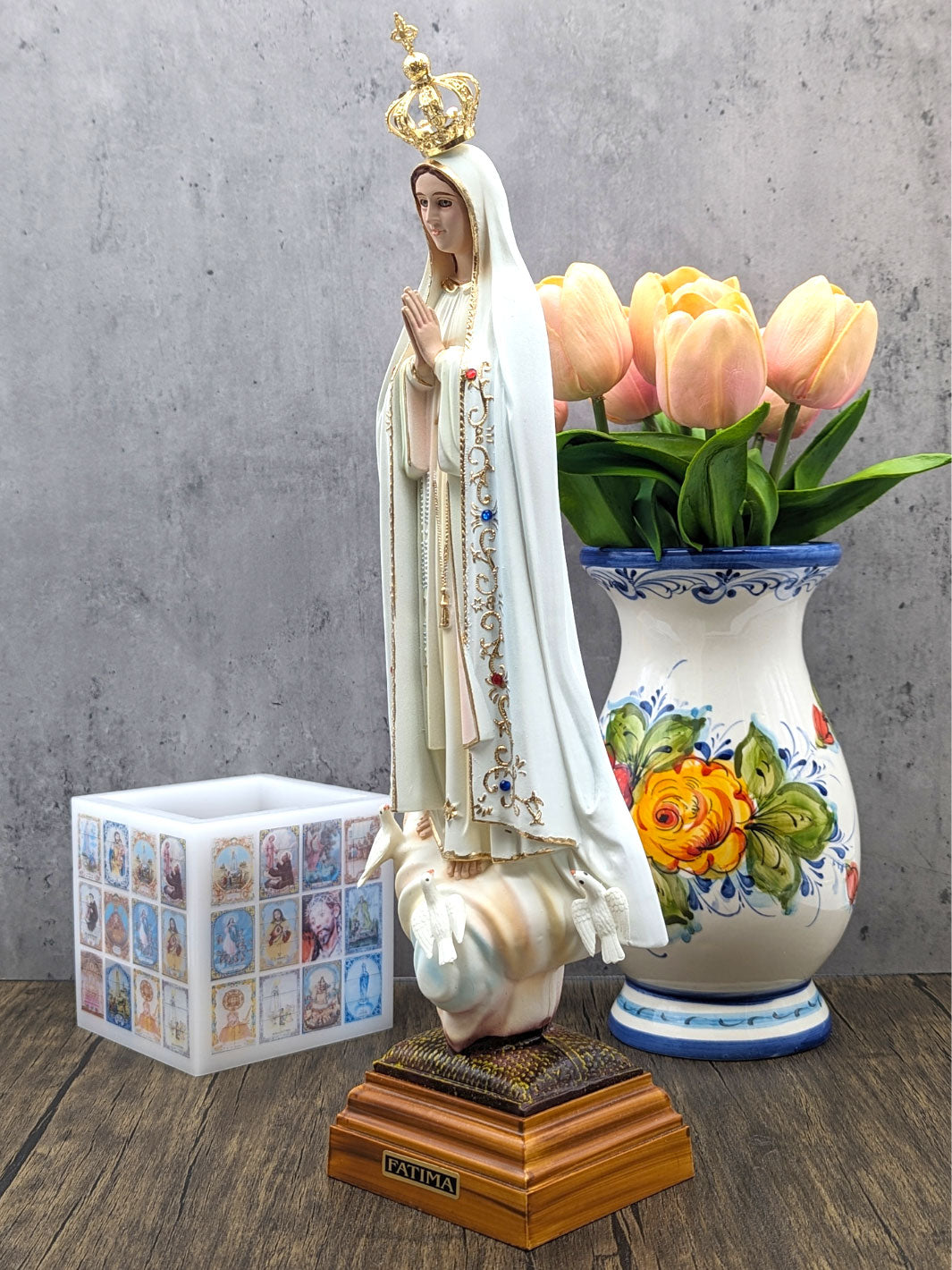 17 Inch Glass Eyes Our Lady of Fatima Statue Made in Portugal