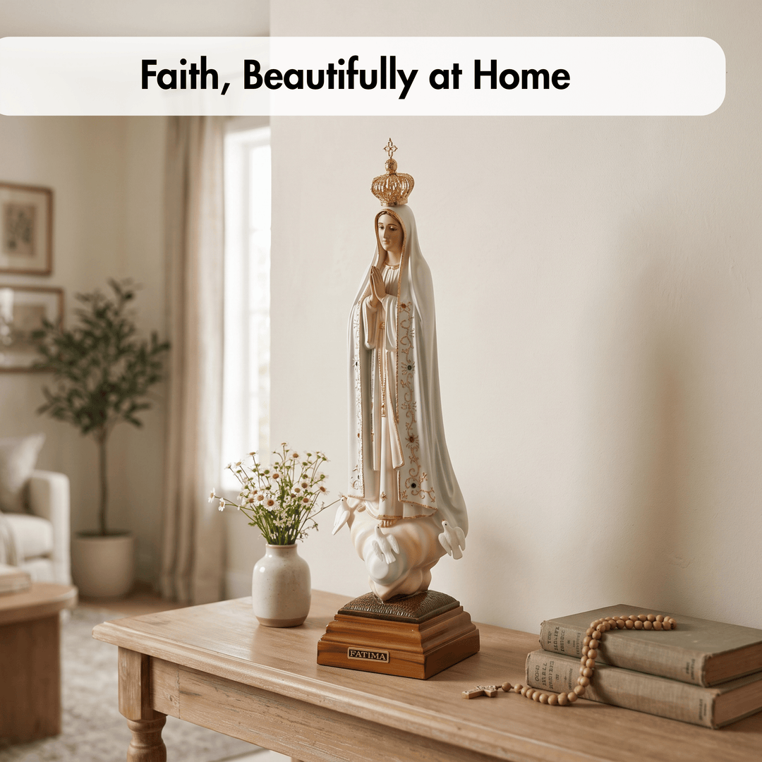 17 Inch Glass Eyes Our Lady of Fatima Statue Made in Portugal