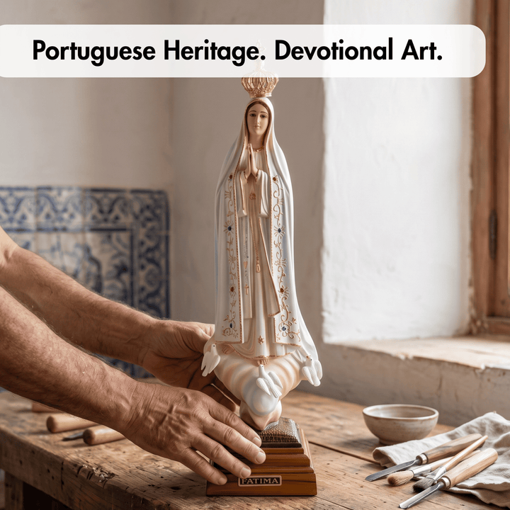 17 Inch Glass Eyes Our Lady of Fatima Statue Made in Portugal