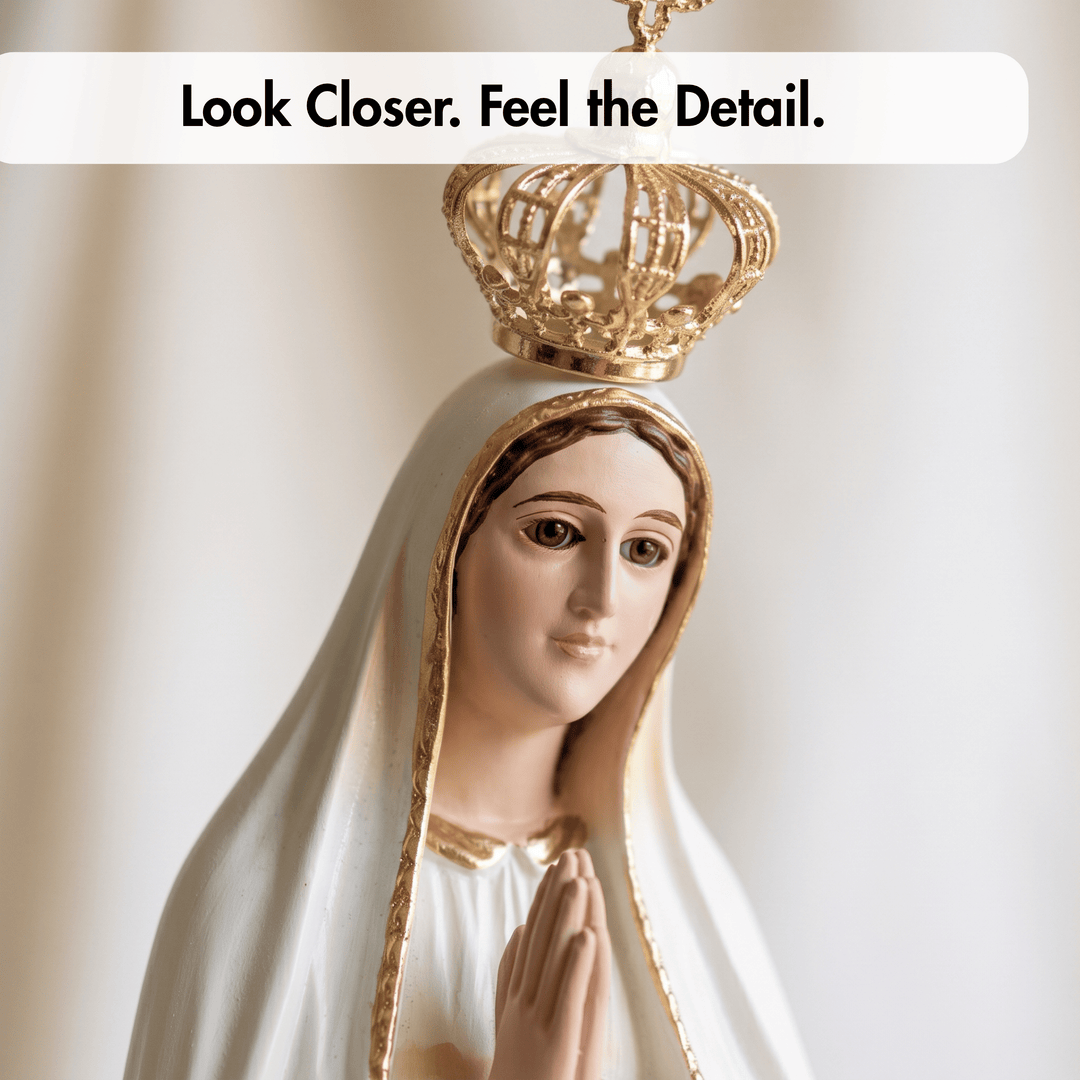 17 Inch Glass Eyes Our Lady of Fatima Statue Made in Portugal