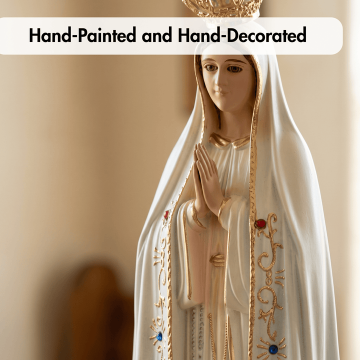 17 Inch Glass Eyes Our Lady of Fatima Statue Made in Portugal
