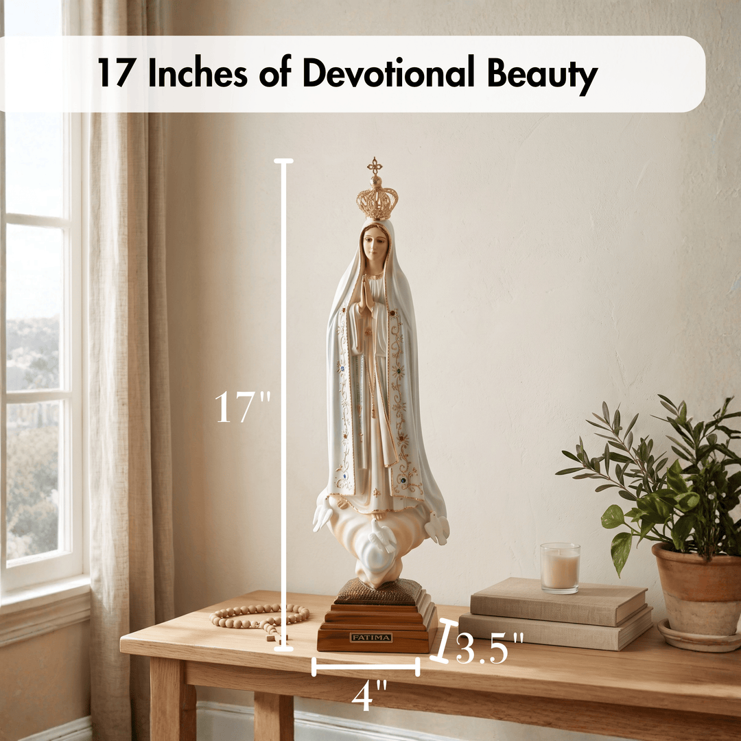 17 Inch Glass Eyes Our Lady of Fatima Statue Made in Portugal