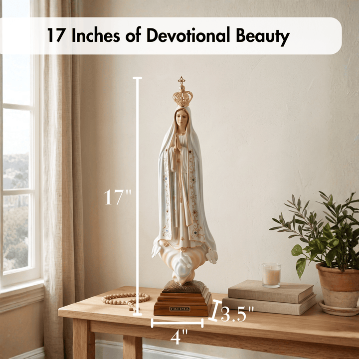 17 Inch Glass Eyes Our Lady of Fatima Statue Made in Portugal