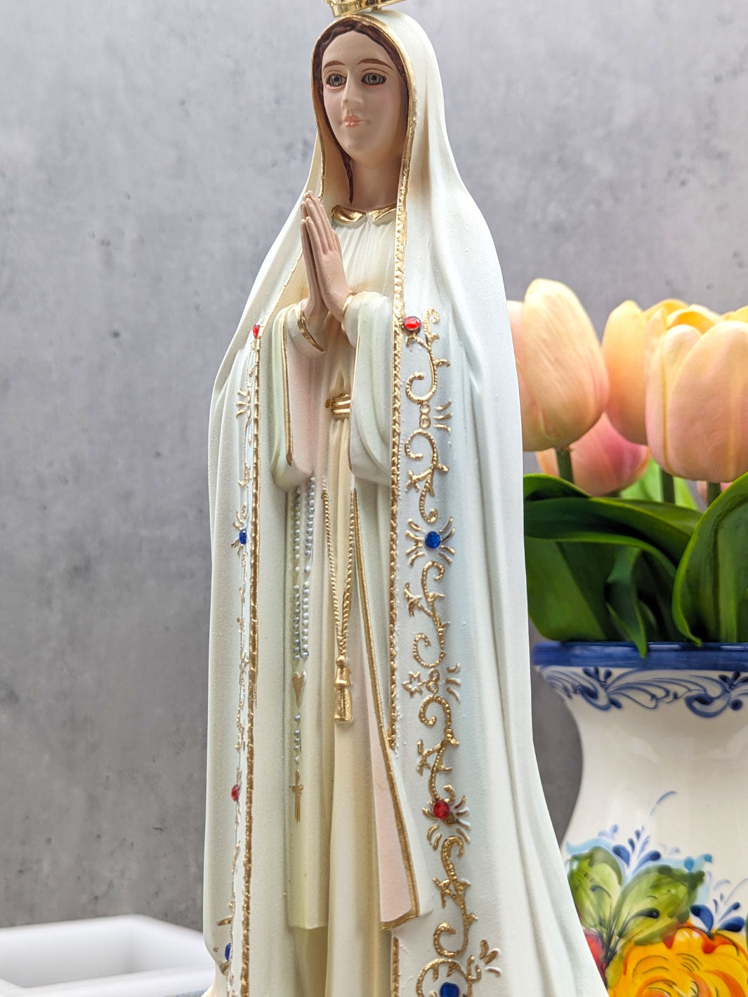 17 Inch Glass Eyes Our Lady of Fatima Statue Made in Portugal