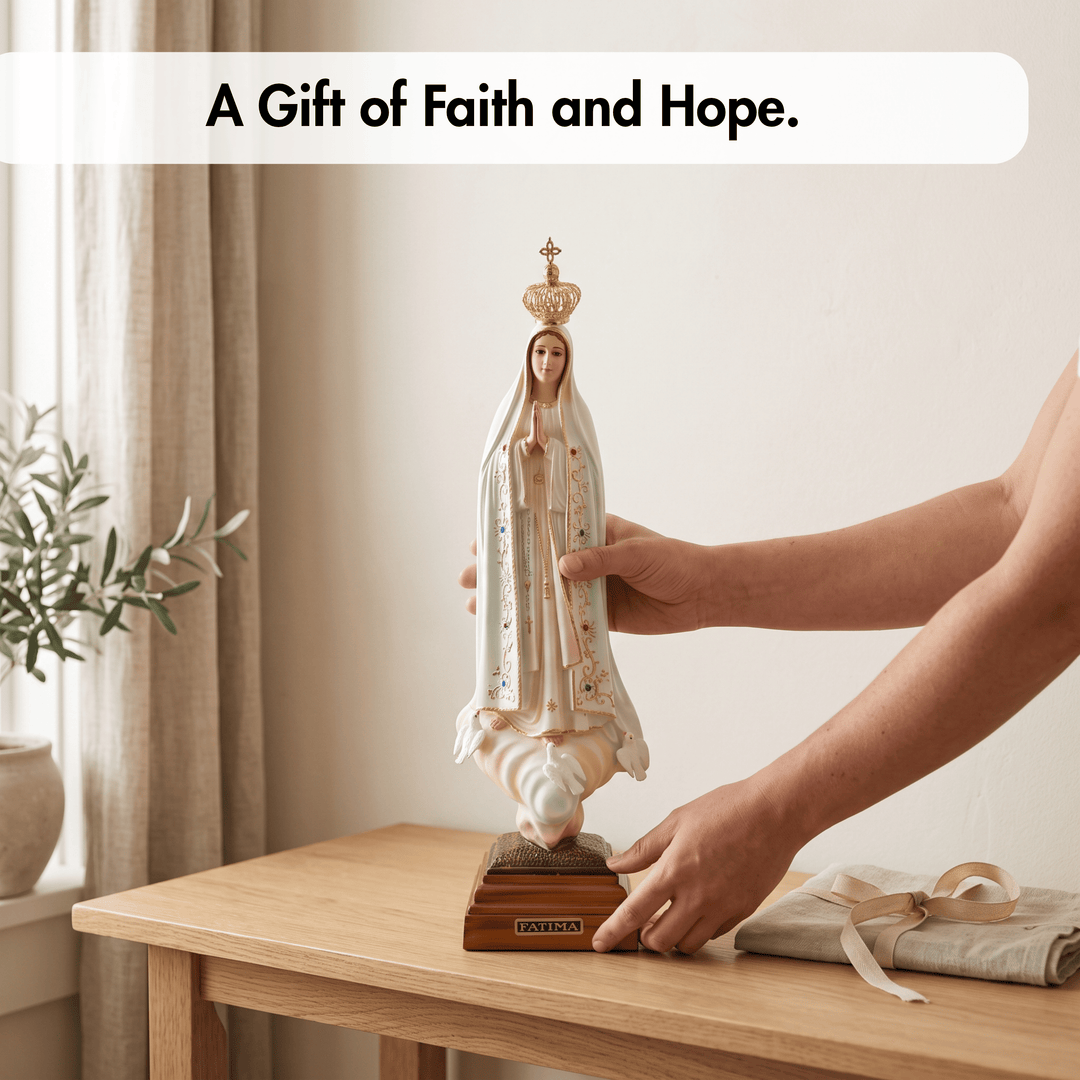 17 Inch Glass Eyes Our Lady of Fatima Statue Made in Portugal