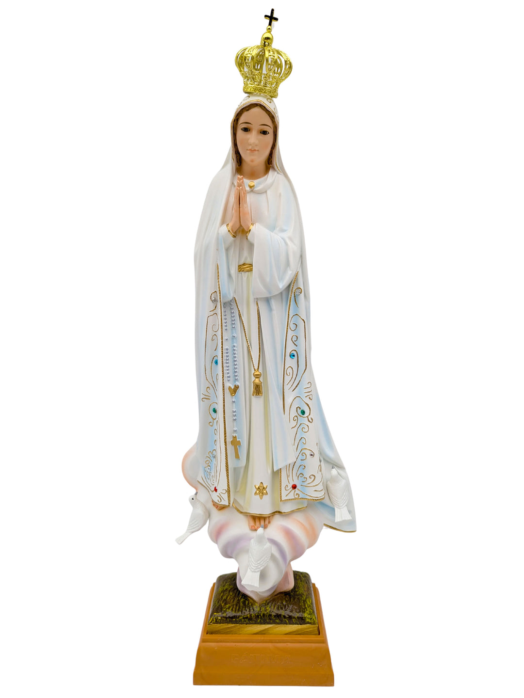 19 Inch Glass Eyes Our Lady of Fatima Statue Made in Portugal