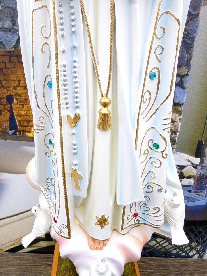 19 Inch Glass Eyes Our Lady of Fatima Statue Made in Portugal