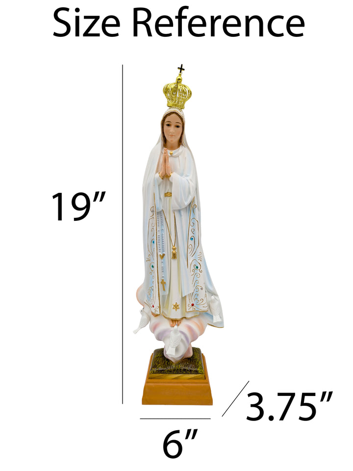 19 Inch Glass Eyes Our Lady of Fatima Statue Made in Portugal