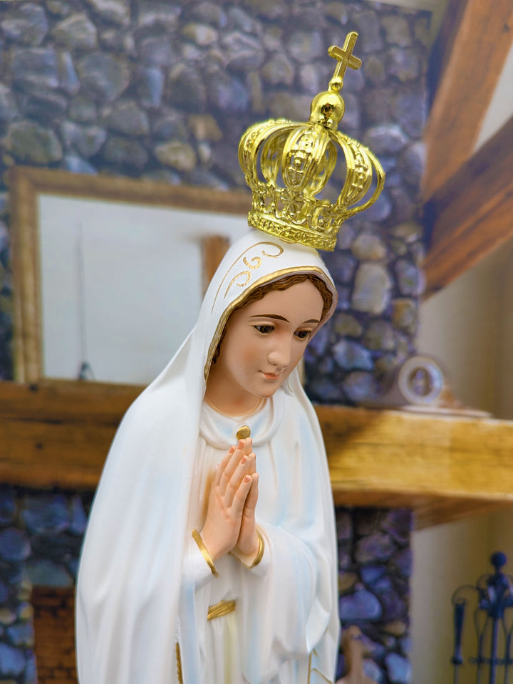 19 Inch Glass Eyes Our Lady of Fatima Statue Made in Portugal