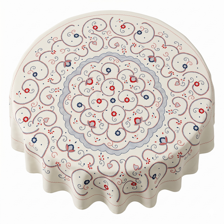 Viana Embroidery Printed Tablecloth - Red