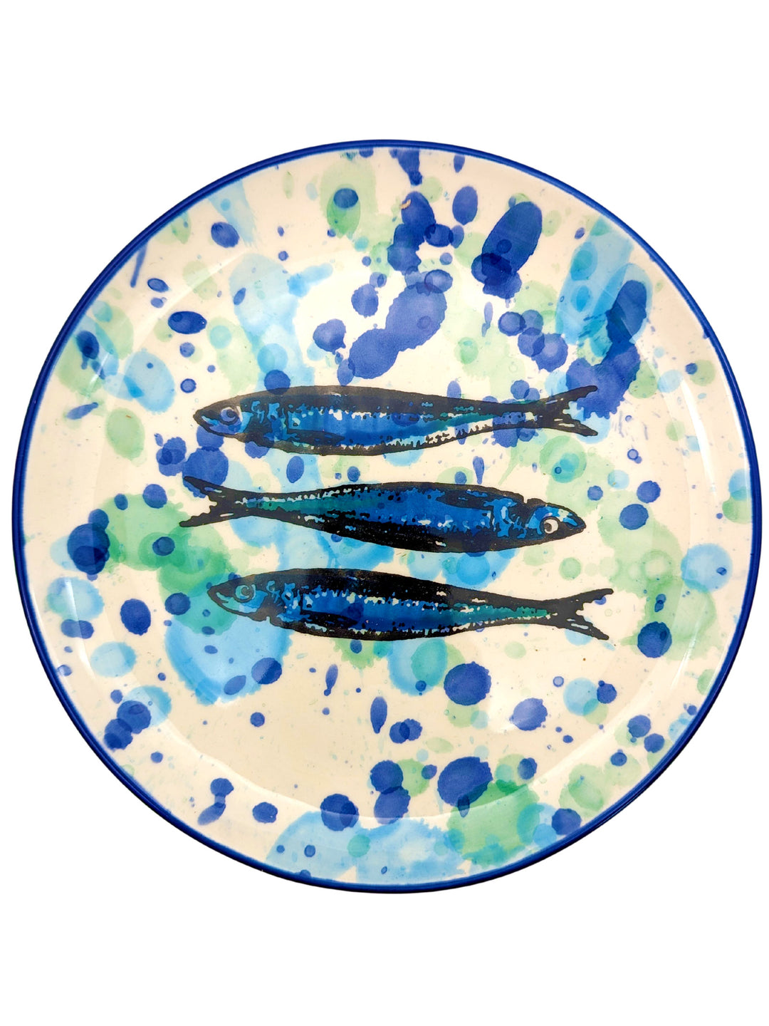 Portuguese Pottery Ceramic Dessert Plate - Splash Sardines