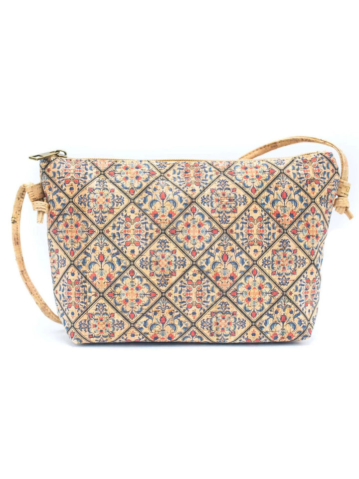 Tile Pattern Portuguese Cork Crossbody Purse for Women