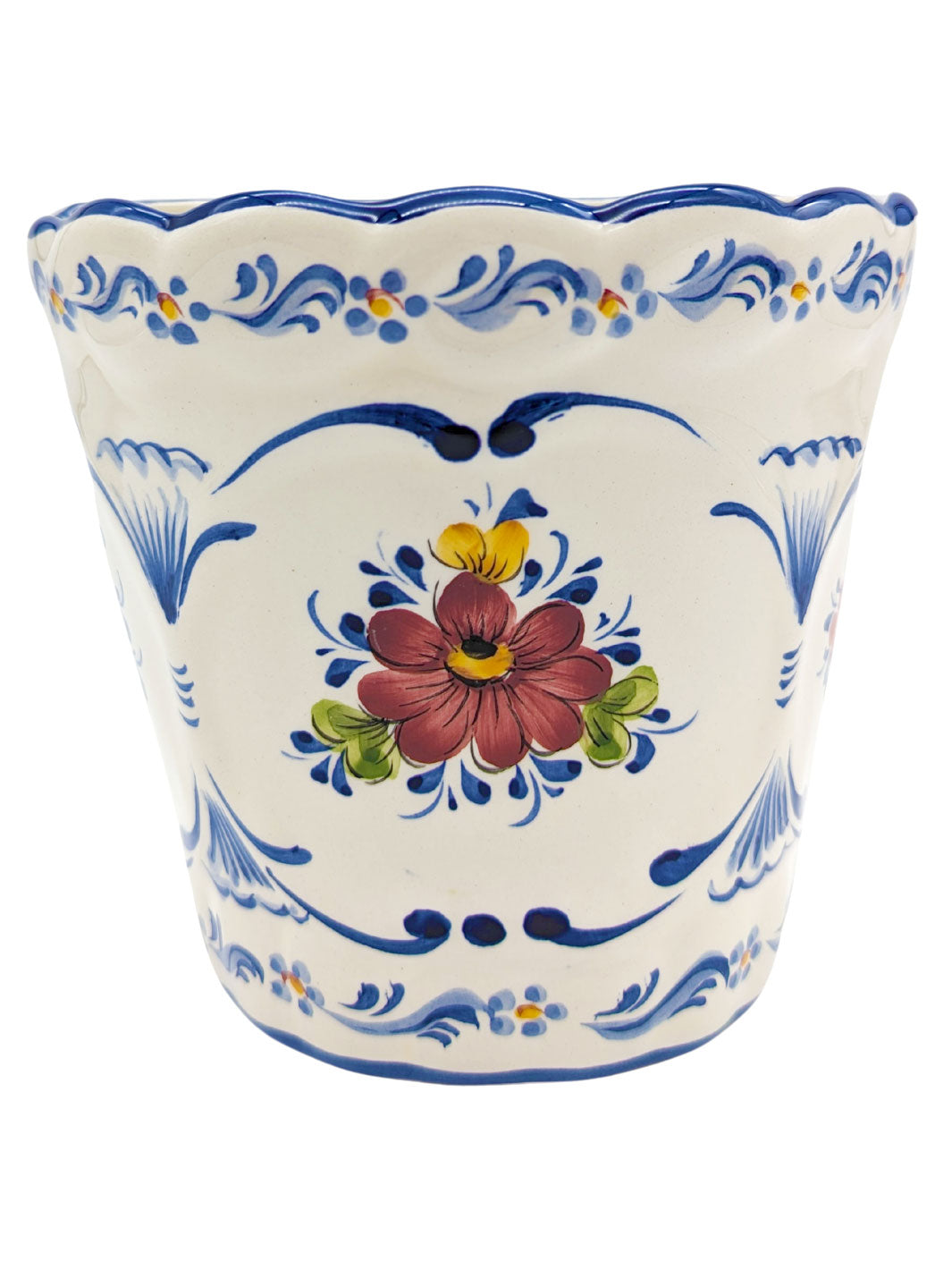 Hand Painted Portuguese Pottery Alcobaça Ceramic Wall Planter Flower Pot