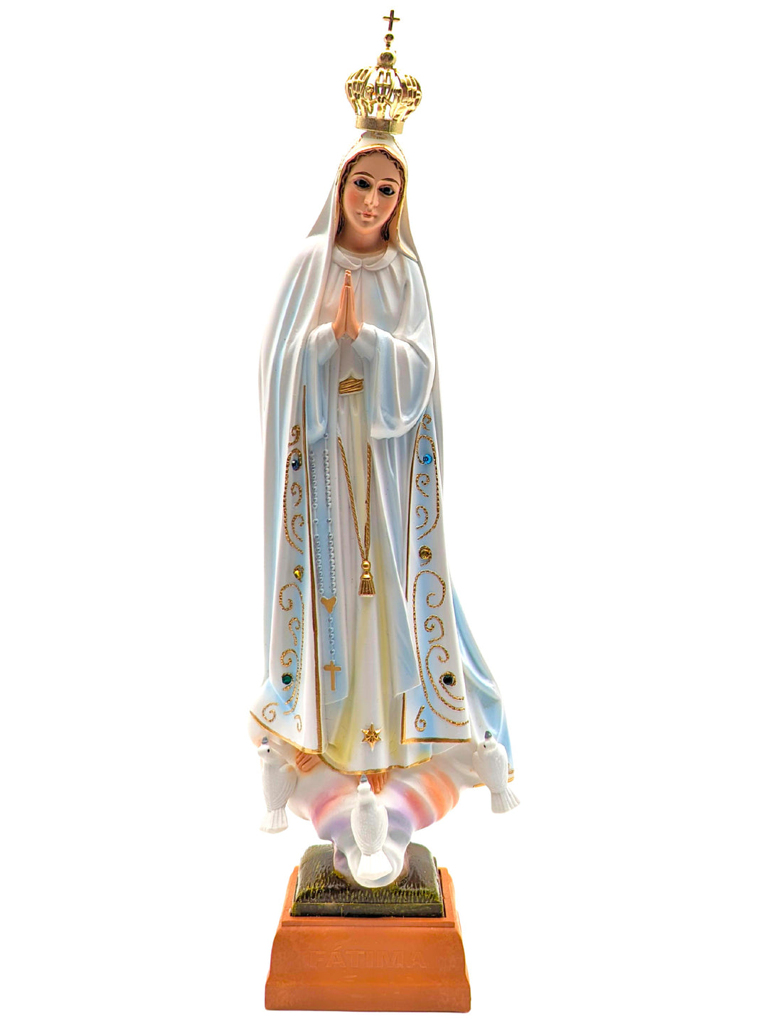 12 Inch Glass Eyes Our Lady of Fatima Statue Made in Portugal