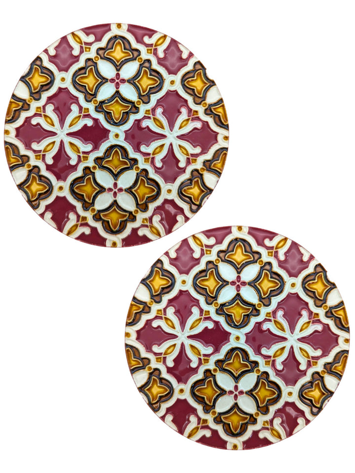 Hand painted Portuguese Ceramic Tile Round Coaster – Set of 2