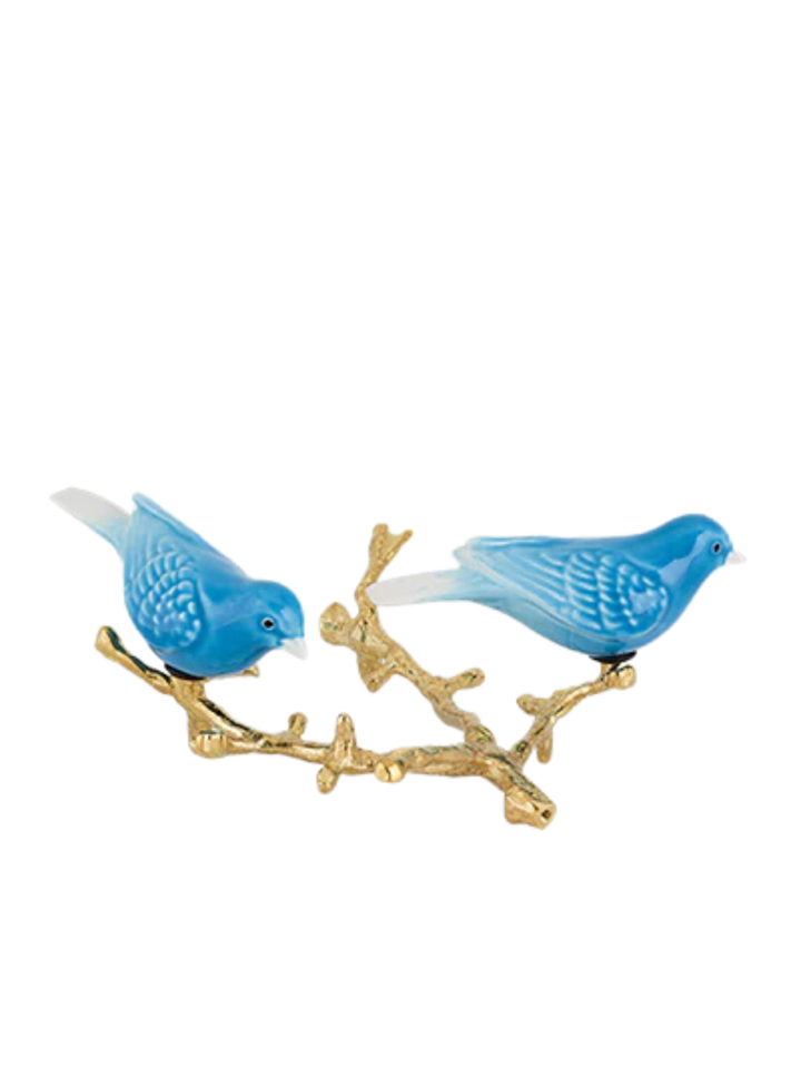Hand Painted Ceramic Home Decor Birds in Branch Figurine - The Atlantis canaries